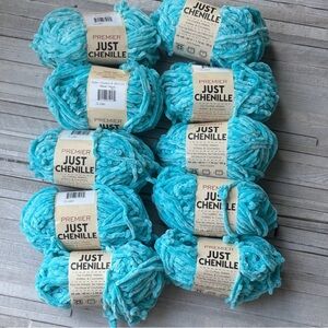 10 Skeins Premier Just Chenille Chunky 6 Yarn - Aqua Lot 2371